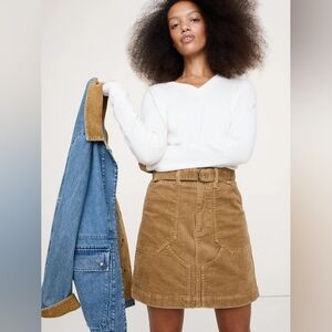 NWT Banana Republic Golden Oak Corduroy Mini Skirt Size 6